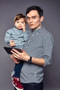 Ben Machell with his son