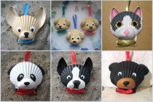 Muzzles of animals from shells
